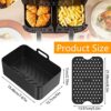2Pcs Silicone Pot for Ninjas Dual Air Fryer Reusable Non Stick Air Fryer Liner Heat Resistant Air Fryer Basket with 4 Air Fryer Mats Rectangle Ba