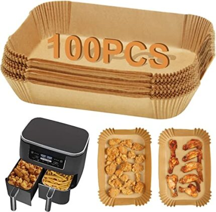 Usper Upgraded Air Fryer Disposable Paper Liners for Ninja Dual AF400UK AF300UK, 8.7Inch Airfryer Parchment Liner Accessories DZ201, Tower, Salte