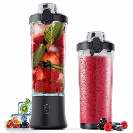 Portable Blender, Smoothie Maker Waterproof 270 Watt Blender USB Rechargeable with 600ml BPA Free Blender Cups with Travel Lid. (Black)