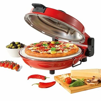 Giles & Posner EK5666 Tabletop Pizza Oven – 1200W Indoor Bella Pizza Maker, 5 Heat Settings, Fast Preheat, Professional 12“ Stone Baked Authentic