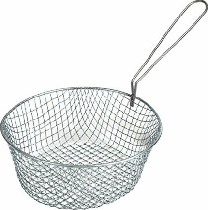 Round Fryer Basket with Handle, Deep Wire Strainer for Frying, Strainer Net Kitchen Cooking Tool, Fried Basket Ideal for Chips, Fries, Shrimps, W