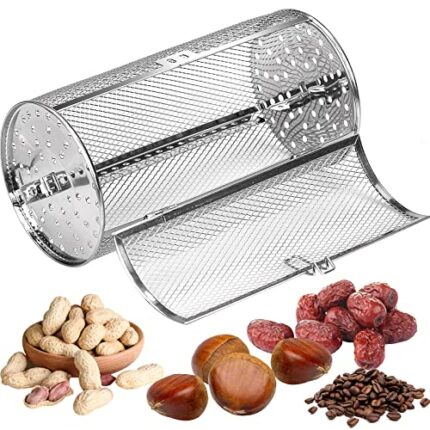 Tower Air Fryer Basket, Rotisserie Basket 12 x 23cm Stainless Steel Grill Roaster Drum, 360° Rotating for Peanuts Coffee Beans BBQ Walnuts DIY Ki