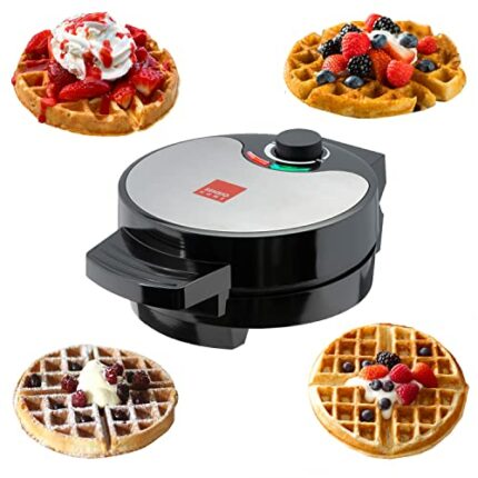 GLOBAL GOURMET - American Waffle Maker Iron Machine 700W I Electric I Stainless Steel Mould I Non-Stick Coating I Recipes I Deep Cooking Plates I