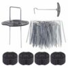 XCDMJ Garden Pegs Stakes Staples Securing Lawn U Shaped Nail Pins Ideal 50 Weed Control Membrane Pegs + 50 Buffer Washer,Heavy Duty Garden Pegs M