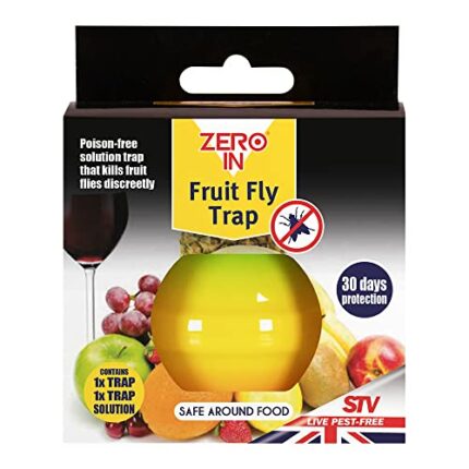 Zero In ZER886 Ready-Baited Fruit Fly Trap. Apple-Shaped, Non-Toxic, Insect Trap to Attract and Trap Fruit Flies, Suitable for Kitchen Counters,