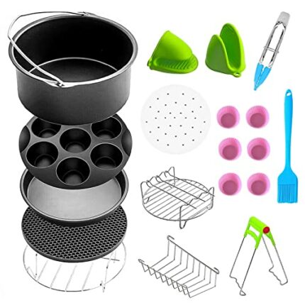 Savieva 13PCS Air Fryer Accessories General 7 Inch Air Fryers Accessory Set - Compatible for Cosori 3.5L, Tower 4.3L, Ninja 3.8L Deep Basket Airf