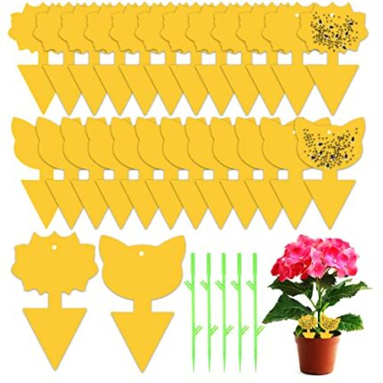 Fruit Fly Trap, 24 PCS Yellow Sticky Fly Traps Killer Fungus Gnat Sticky Traps, Double-Sided Fly Catchers for Protect Plants and Control Indoor P