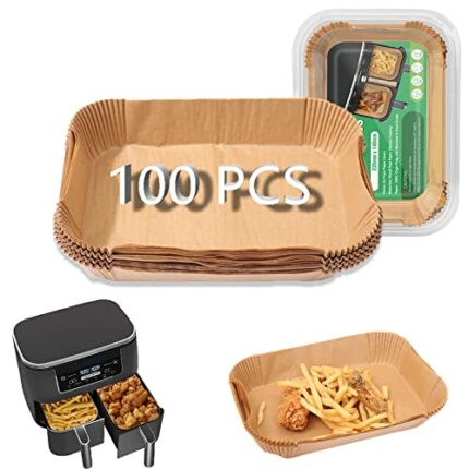Air Fryer Liners for Ninja Dual, 100PCS Disposable Paper Liners Square Parchment, Food Grade Air Fryer Accessories Compatible with Ninja AF300UK