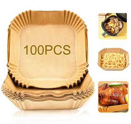 Air Fryer Liners,100Pcs Air Fryer Paper Liners Square,6.3 Inch Large Food Grade Baking Parchment,Oil Proof,Waterproof,Multipurpose Paper Liners f