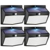 4 Packs Solar Security Lights Outdoor Motion Sensor, 138 LED Solar Fence Lights With 3 Modes, IP65 Waterproof Solar Lights Outdoor, Solar Wall Li