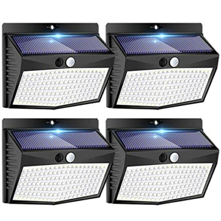 4 Packs Solar Security Lights Outdoor Motion Sensor, 138 LED Solar Fence Lights With 3 Modes, IP65 Waterproof Solar Lights Outdoor, Solar Wall Li