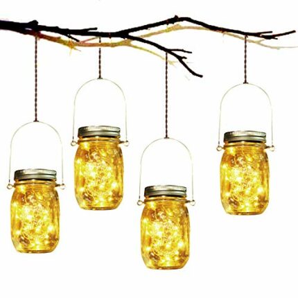 SUNNOW Solar Garden Lights - 4 Pack Solar Mason Jar Lights Garden Hanging Lantern 30 LED Waterproof Solar String Decorative Lights Indoor/Outdoor