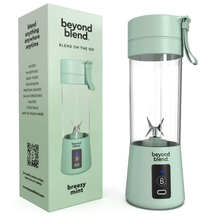 Beyond Blend Portable Blender | Fashionable Sleek Design with Powerful USB Rechargeable Motor Blender Smoothie Maker | 6 Edge Noiseless Blades |