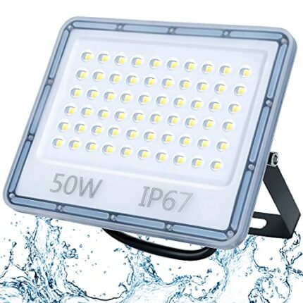 TASINUO 50W LED Flood Lights Outdoor, IP67 Waterproof Security Lights, 5000LM 6500K Daylight White Super Bright LED Floodlight Wall Light Spotlig