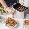 2 Pack Air Fryer Rack, Double Layer Rack Air Fryer Accessories with 4 Barbecue Skewers and Brush, Stainless Steel Grilling Rack Fit for Ninja Dua