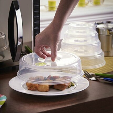 Set of 5 Ventilated Microwave Plate Covers for Covering Food Splatter Mixed Size