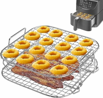 Rack for COSORI Air Fryers,SHUOMAO 8 inch 2-Layer Dehydrator Grill Rack Air Fryer Accessories for Cosori 5.5L/6.4L,Instant Vortex 5.7L/Plus 8.5L,