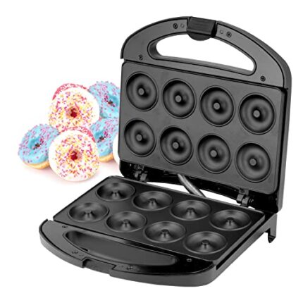 Geepas 750W Doughnut Maker Machine, 8 Hole - Stainless Steel Donut Maker, Non-Stick Doughnut Snack Maker Machine - Makes Crispy Golden Fresh 8 Pc
