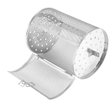 FEETER Roast Basket Rotisserie Cage,Steel Roaster Drum Basket Bakeware Roast Baking Nuts Basket BBQ Tool A