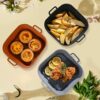 2PC Air Fryer Silicone Pot,Air Fryer Basket Foldable Silicone Liners,Reusable Air Fryer Replacement Basket,Air Fryer Pot 7.9 inch,Ninja Dual Air