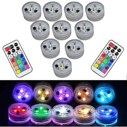 Submersible LED Lights with Remote Control Underwater Candle Lights Waterproof Mood Flameless Battery Powered for Vase Fishtank Lantern Pond Pool