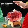 Whiskey Decanter Set, Barrel Glass Dispenser with Tap and Wooden Stand Set, 1L Drink Dispenser for Beer Wine Scotch Bourbon Lemonade Liquor Party
