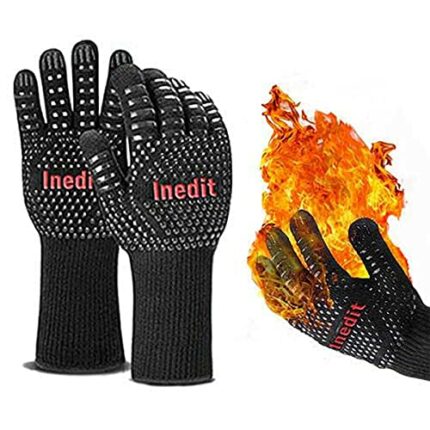 BBQ Gloves Extreme Heat Resistant - Heat Proof Gloves - Oven Gloves - Extreme Heat And Fire Resistant (Up to 800°C / 1472°F) - BBQ/Fireplace/Stov
