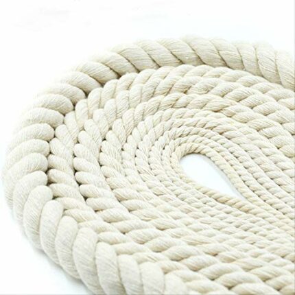 Thick Rope 10mm Macrame Rope White 15M Soft Cotton Rope for Garden Macrame Plant Hanger Kit Beige