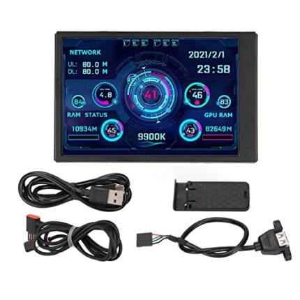 Asixxsix 3.5in IPS USB Mini Screen, AIDA64 PC CPU RAM Data Monitor PC Sensor Panel Display Temperature Monitor, English Version Computer Temp Mon