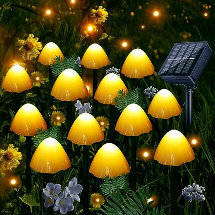 30 LED Mushroom Solar Lights Outdoor Garden, 8 Modes Solar Powered Mushroom Pathway Lights, IP65 Waterproof Garden Lights Decorative Ornaments fo