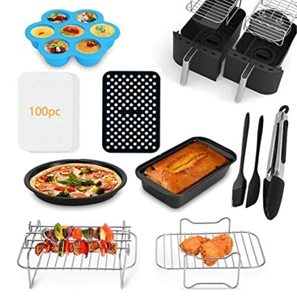 LMYDIDO Dual Air Fryer Accessories 10pcs Grilling Rack Double Basket Air Fryer Accessories Replacement for Ninja Dual Air Fryer AF300UK, AF400UK