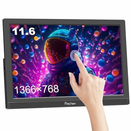 Portable Monitor Touchscreen, 11.6 Inch 1366 * 768 USBC HDMI Interface USBC External Travel Monitor with Dual Speakers Compatible for Laptop PC P