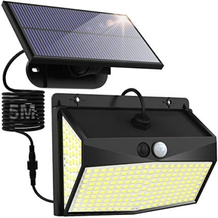 nipify [318 LED] Solar Security Lights Outdoor,Solar Motion Sensor Security Lights with 3 Lighting Modes,Waterproof Solar Powered Durable Wall Li