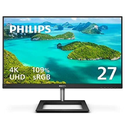 Philips 278E1A 27" Frameless Monitor, 4K UHD IPS, 109% sRGB, Speakers, VESA, 4Yr Advance Replacement Warranty