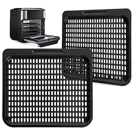 Air Fryer Cooking Tray for Instant Vortex Plus10 Quart, 2 PCS Food Grade Nonstick Replacement Rack Parts Grill Pan Crisper Plate for Innsky 10.6Q