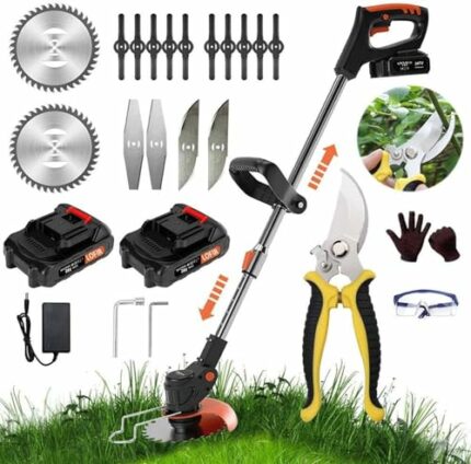 Battery Lawn Trimmer with 2 Ah Battery and Charger, Lawn Edge Trimmer, Electric Battery Trimmer for Trimming Grass Grass, Hand Lawn Mower, Edge T