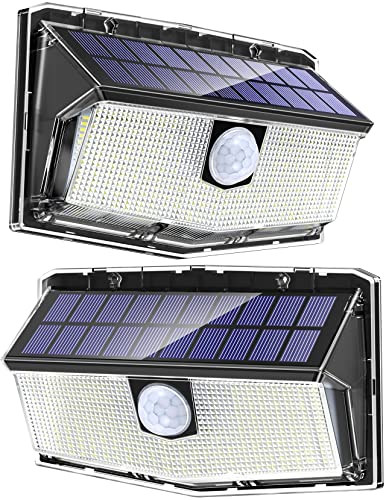 AloftSun Solar Lights Outdoor Garden, Big Size 300 LED Solar Motion Sensor Lights Outdoor IP67 Waterproof 3 Modes 270° ｰWide Angle Outdoor Solar