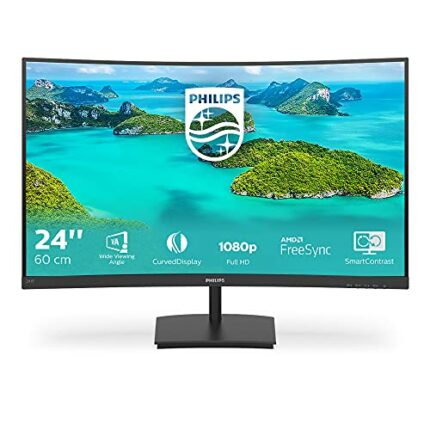 Philips 241E1SC - 24 Inch FHD Curved Monitor, 75Hz, VA, 4ms, AMD FreeSync, SmartImage, LowBlue Mode (1920 x 1080, 250 cd/m², HDMI/VGA)