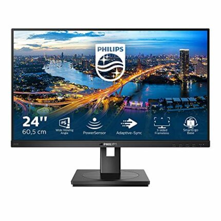 PHILIPS 242B1-24 Inch FHD Monitor, 75Hz, 4ms, IPS, AdaptiveSync, Height Adjust, Speakers, USB Hub (1920 x 1080, 250 cd/m², HDMI/VGA/DP/USB-C)