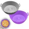 ZHONYEE 2 Pack Round Air Fryer Silicone Liners, Reusable Heat-Resistant and Food Safe Air Fryer Accessories, Easy Cleaning, Top 7.8 Inch Bottom 6