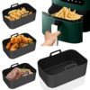 Vicloon Silicone Air Fryer Liners, 2PCS 7.87x 5.31" Square Reusable Silicone Air Fryer Mat, Non-Stick Air Fryer Mats, Easy Clean Air Fryer Access