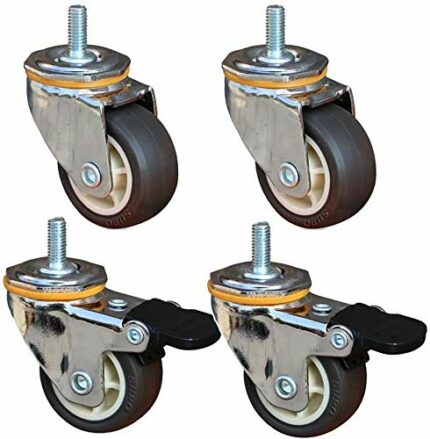 GTYT 1.5 Inch Furniture Casters 40mm M6×15mm Thread Silent Wheels Rubber Casters With Brake Universal Swivel Trolley Transport Casters For Flower