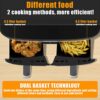 TUOKE Double Air Fryer, 9L With 2 x 4.5L Independent Baskets, Dual Zone Air Fryer, Family Size Healthy Oil-free Air Fryer Oven, with Cookbook & 1
