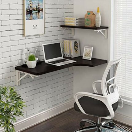 VOCD Folding Wall-Mounted Desk, Drop-Leaf Workbench Table for Small Spaces Office Home Kitchen Dining Table Computer Desk, Maximum Load 30 Kg - B