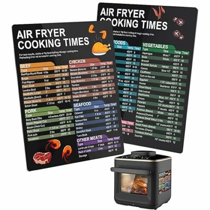 2 Pack Air Fryer Cooking Times Chart UK Air Fryer Accessories Magnetic Cheat Sheet Set Conversion Chart Cooking Times Temperature Quick Reference
