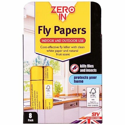 Zero In Fly Papers FSC - 8-Pack. FSC Compliant, Sticky Natural Trap. Controls Flies, Fungus Gnats, Fruit Flies, Mosquitoes and Bugs