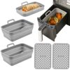 Vibbang 4Pcs Foldable Silicone Air Fryer Liners Double Basket, Collapsible Silicone Pot for Ninja Dual Air Fryer with Reusable Silicone Baking Ma