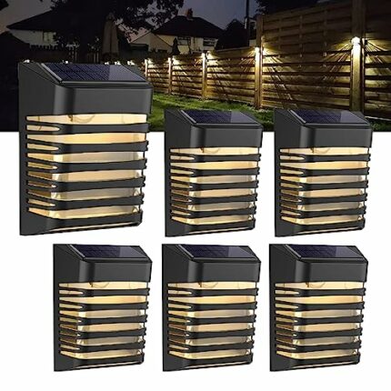 OOTDAY Solar Fence Lights, Solar Lights Outdoor Garden,Upgraded Solar Wall Light, 270ºWide Angle IP65 Waterproof, for Patio Garage Yard Fence (6