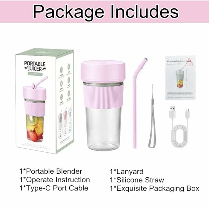 Portable Blender Blend Active Personal Blender & Smoothie Maker,Waterproof Mini Blender with 6 Blades USB Rechargeable,Fresh Fruit Juicer Bottle