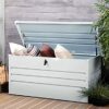 Garden Storage Box Light Grey Steel Lockable Lid 400L Cebrosa